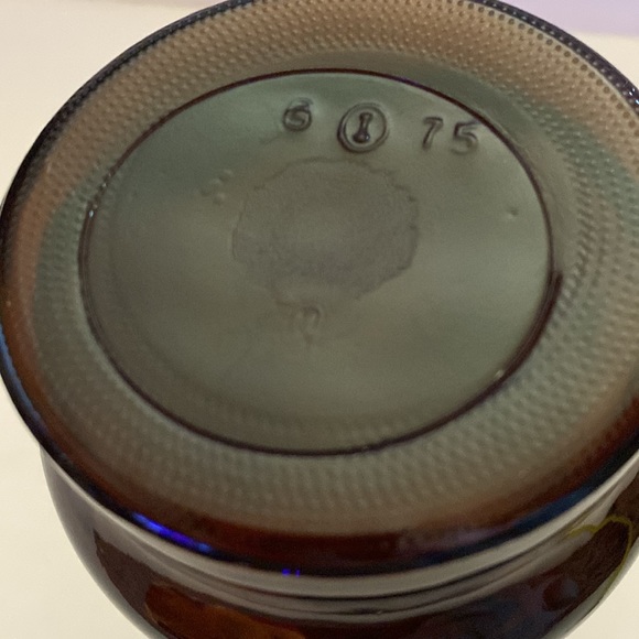 Vintage 1975 Owens Illinois Brown glass apothecary jar, Fleur de Lis apothecary - Picture 4 of 6